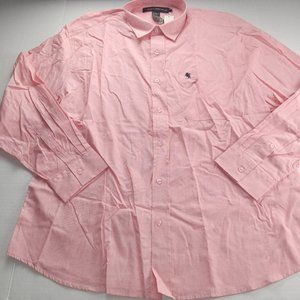 Knights Sportswear Men's Button Front Shirt Size 2X Coral Pink Long Sleeve